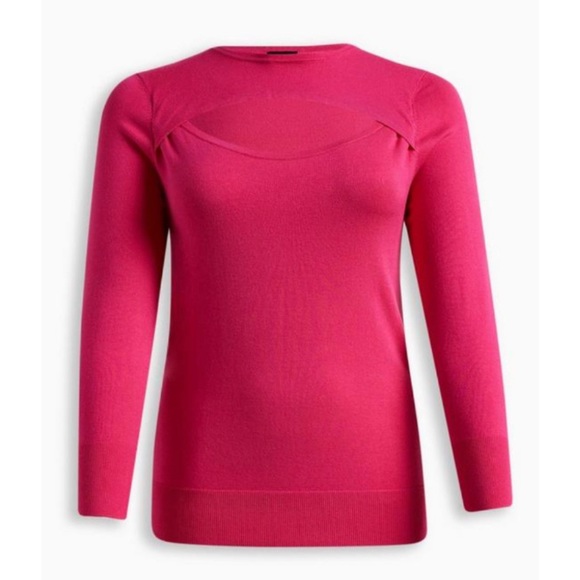 🆕 Hot Pink Pullover Fitted Sweater 4 4X 26 NWT Torrid New! Cutout - Picture 4 of 5